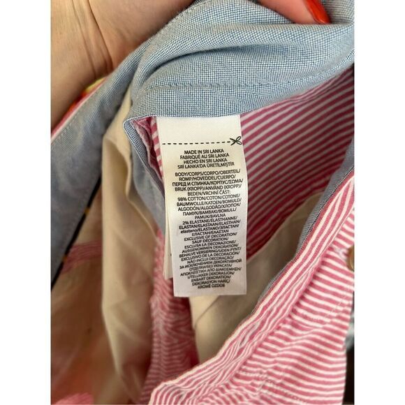 🐿️ Polo Ralph Lauren Stretch Straight Fit Pink & White Seersucker Stripe Size 34 - Picture 5 of 6